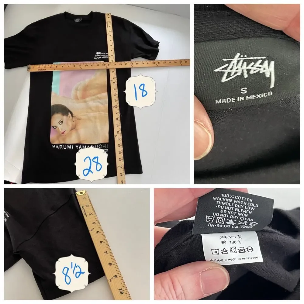 Stussy Harumi Yamaguchi Artist Series 2 Summer 2017 Black T-Shirt NEW Mens Sz S
